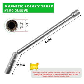 Gasedin Extended Magnetic Spark Plug Socket, 3/8" Drive 12 Point Spark Plug Wrench for Quick Removal & Installation, Spark Plug Removal Tool for Most Cars, Car Accessories