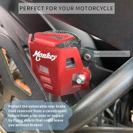 Mokiton Motorcycle Rear Brake Fluid Reservoir Oil Cap Guard Cover Compatible With H.onda Monkey 125 125M 125MA 2019-2023 2024 2025 | Gas Tank Protectors Monkey125 Accessories (red)