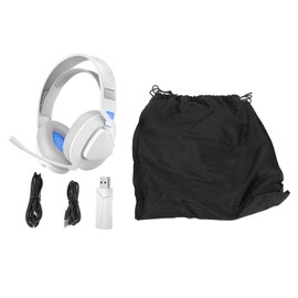 Wired Gaming Headset 2.4G Receiver Bluetooth 4 Modes Adjustable Headband Rotatable Lightweight Wireless Gaming Headset White Blue