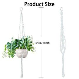 Jaxbo Macrame Plant Hangers 2 Pack Indoor Outdoor Hanging Planter Basket Handmade Rope Hanging Plant Holder for Indoor Outdoor Boho Home Decor 41 Inch, White
