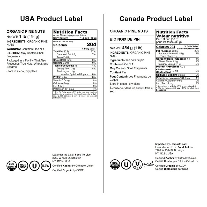 Food to Live Organic Pine Nuts, 1 Pound – Non-GMO,