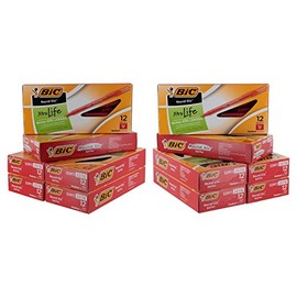 BIC Round Stic Ball Pen, Medium Point, 1.0 mm, Red Ink, Pack of 144 (GSM11RD)