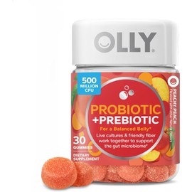 OLLY Balanced Belly Gummy Supplements, Peachy Peach, 30 Count