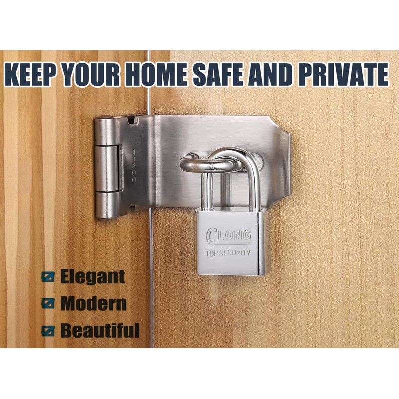 Litensh 90° Right Angle Stainless Steel Door Locks with Padlock,