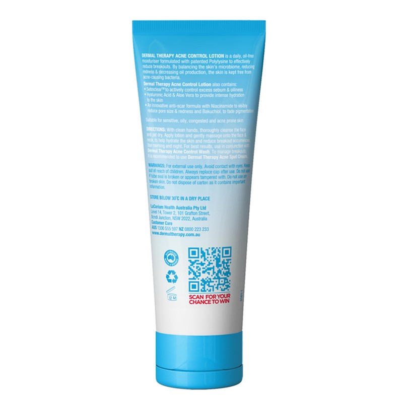 Dermal Therapy Acne Control Lotion | Oil-Free Moisturiser, Hydrate Skin