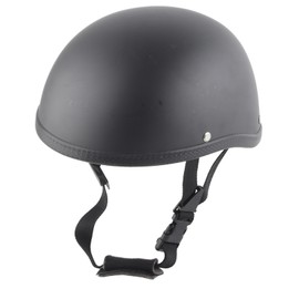 Motorcycle Low Profile Half Face Helmet Skull Cap Matte Black (L)