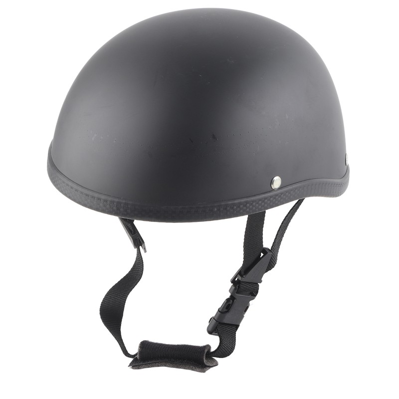 Motorcycle Low Profile Half Face Helmet Skull Cap Matte Black