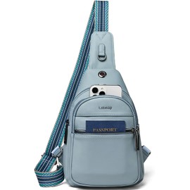 LATMAP - Bolso bandolera de 7 l para mujeres y hombres, bandolera con hombro, mochila para riñonera, bolso de viaje de piel sintética