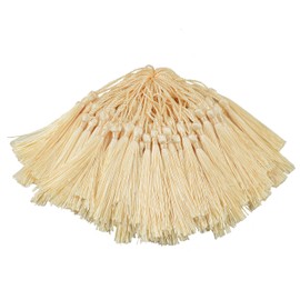 Makhry Silky Floss Bookmark Tassels with 2 Inch Cable Bow and Small Chinese Knot for Jewellery Making, Souvenir, Bookmark, DIY Craft Accessories (Cream), Pack of 100