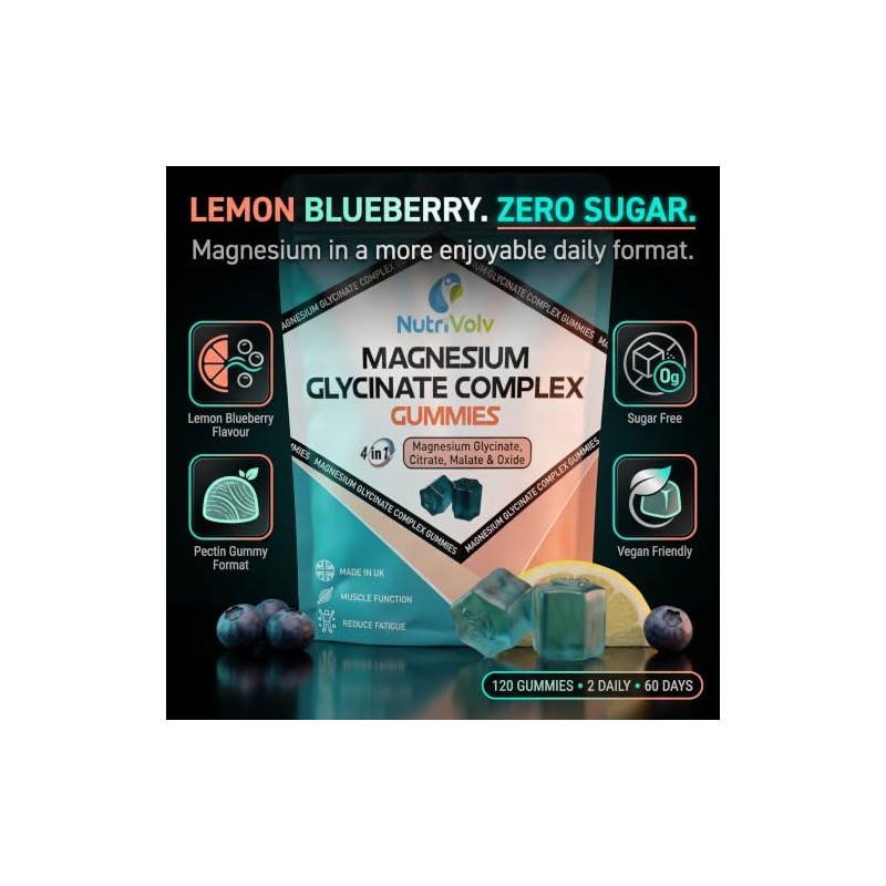 Magnesium Glycinate Complex Gummies | 120 Count | 4-in-1 Complex