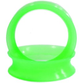 1 PAIR (2pcs) GREEN SILICONE EARSKIN TUNNELS Double Flare Gauges Super Ultra Thin Soft Flexible Flesh Plugs 1006 (5/8" (16MM))
