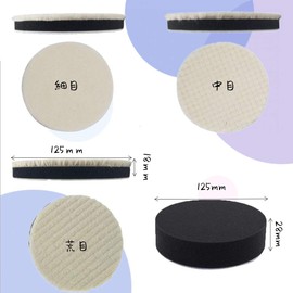 Polisher Buff Sponge Buff 4.9 inches (125 mm) Polishing Sponge Velcro Type (3 Wool Buff + 1 Extra Fine Sponge, Set of 4)
