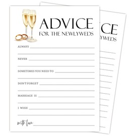 RPLCSPC Printable Bridal Shower Advice Card - 25 Pack Blank Fill-in Cards for The Bride, 5x7 inches | Wedding Wishes Cards | Minimalist Bridal Shower Game Supplies-A09