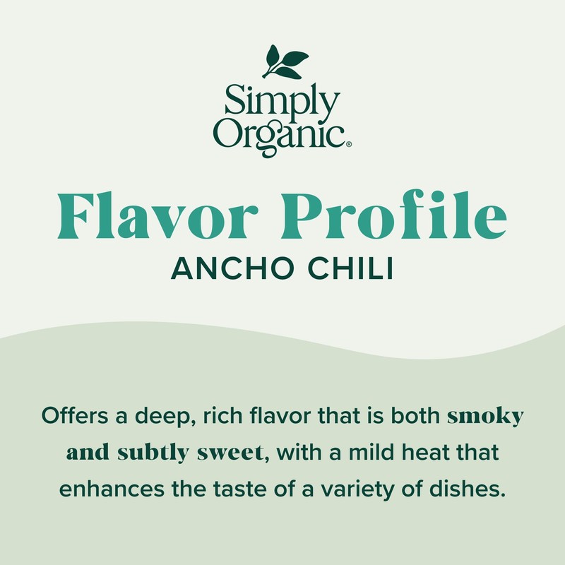 Simply Organic Ancho Chili Powder, 2.85 Ounce Jar, Certified Organic