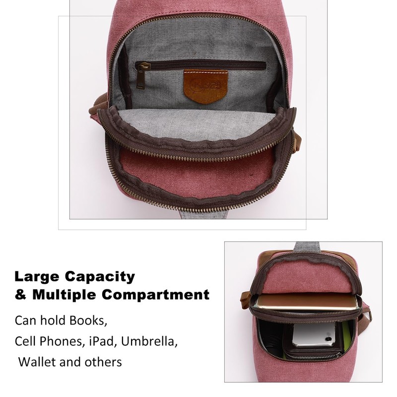 KL928 Canvas Sling Bag Crossbody Backpack Shoulder Casual Rucksack for