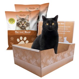 Kitty Poo Club Leakproof Disposable 2-Pack Cat Litter Box with 2 Bags Corn & Wheat Litter | Superior Odor Control & Recyclable Design | Perfect for Travel, Multi-Cat Homes & Daily Use