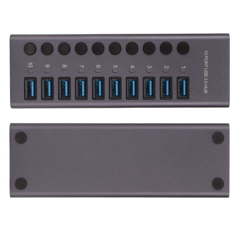 10 Port USB3.0 Hub Splitter Independent Power Supply Charging Data