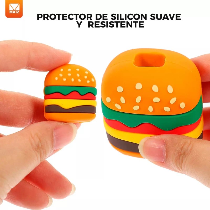 Maíz Funda Protector Cubo Cargador Cable Hamburguesa Kawaii