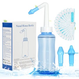URAQT URAQT Neti Pot, Nasal Rinse Kit Nose Wash Cleaner, 300ml Sinus Rinse Bottle with 40 Nasal Wash Salt Packets, Pressure Rinse Nasal Irrigation for Adult and Kid BPA Free