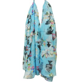 Wrapables Chiffon Under the Sea Fish Pattern Long Scarf, Blue