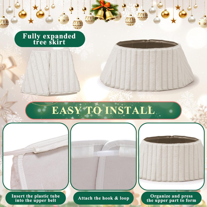 Lanpn 30 Inch Christmas Tree Collar, Plush Tree Collar Tree