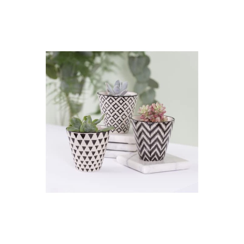 Sass & Belle Mini Black Geo Planters - Set of