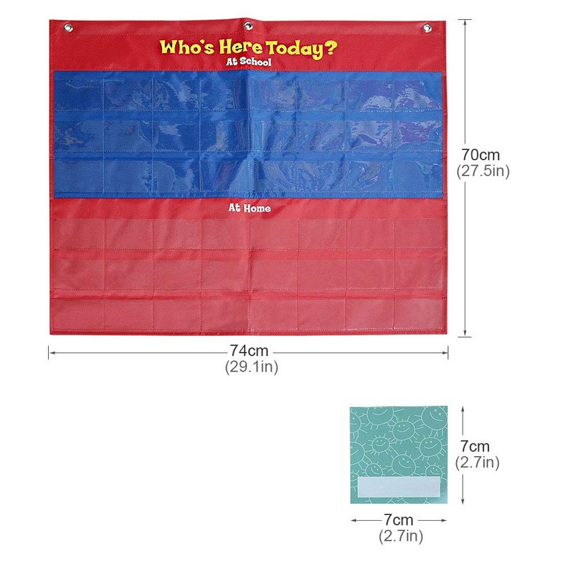 amzoya Attendance Pocket Chart with 72 Student Cards-Classroom Behavior Tracker