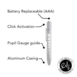 EMI Purple Aluminum LED Pupil Gauge Click Penlight – Medical Pen Light for Nurses, Doctors & EMTs
