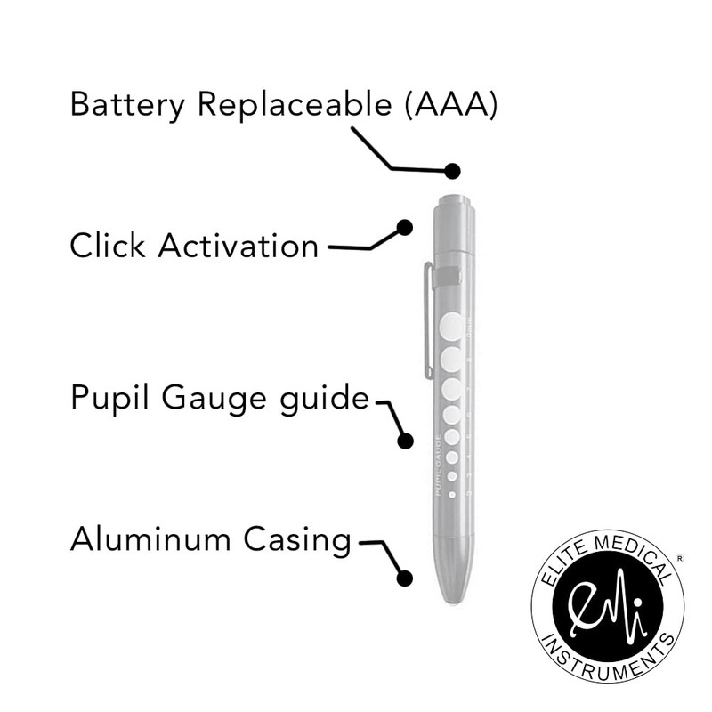 EMI Purple Aluminum LED Pupil Gauge Click Penlight – Medical