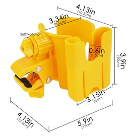 Biiange 2-in-1 Walker Cup Holder with Phone Holder, Bike Cup Holder, Rotation Drink Holder for Bike, Wheelchair, Walker, Bicycle, Fits Most Cups (1Pack, Yellow)