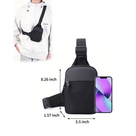 Suyzufly Crossbody Bag for Men Women Waterproof Sling Bag Casual Portable Chest Bag for Travel Workout Hiking Mini Sling Bag Black