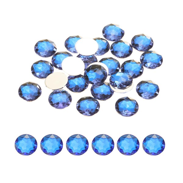 MECCANIXITY Flat Back Round Acrylic Rhinestones,12mm SS45 Deep Blue Flatback