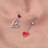 Deluxe Aretes Zirconia Corazón Pendientes Asimétricos Regalo Amor