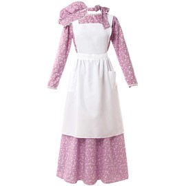 NSPSTT Prairie Dress Women Pioneer Dress Colonial Costume Women Amish Old Fashioned Floral Dresses