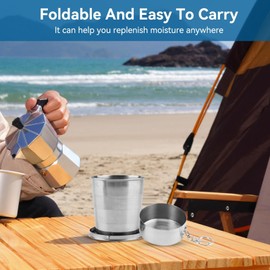 Stainless Steel Drinking Cup, Foldable Stainless Steel Travel Cup, Folding Cup, Camping Cup, 250 ml / 8.8 oz Stainless Steel Folding Cup, Portable Stackable Folding Cup