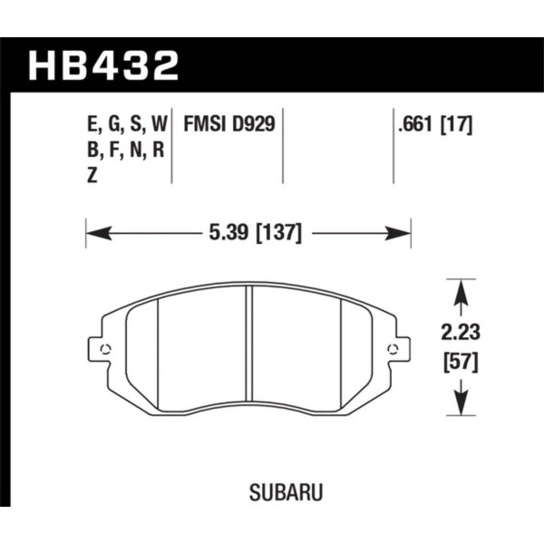 Hawk Performance HB432B.661 FITS 2006-2006 Saab 9-2X 2.5i HPS 5.0