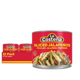 La Costeña Sliced Jalapeno Peppers - Pickled Jalapenos - Jalapeno Pepper - Hot Peppers for Mexican Food, Guacamole, Spicy Nacho & Taco Toppings, Enchiladas & Salsa - 12oz, 12 Pack Canned Jalapenos