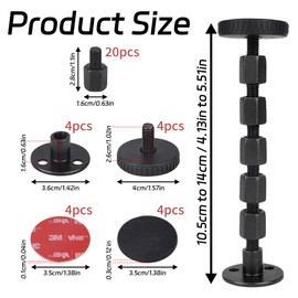 BOXOB Pack of 4 Adjustable Thread Bed Headboard Stopper, Upgraded Bed Frame Squeaky Tool with Pads, Easy Installation Adjustable Bed Feet for Beds, Cupboards, Sofas (Black)