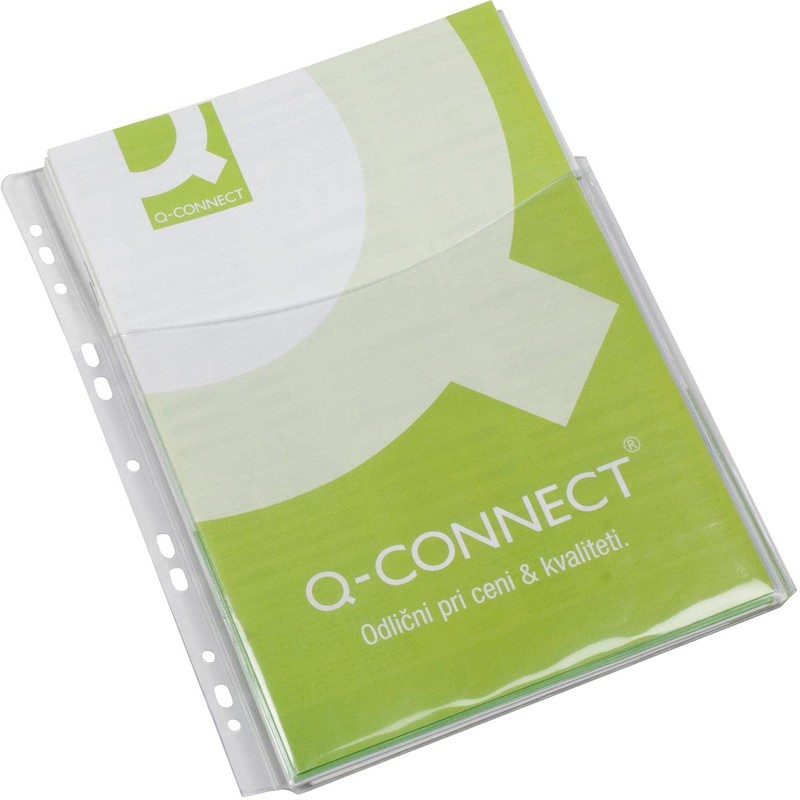 Q-Connect Expanding Punched Pocket 3/4 Length Front A4 (Pack of