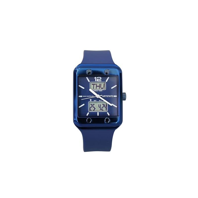 [ARTSTATE AS3246 ] 腕時計 メンズ 電波時計,曜日表示, デイト表示, TPUストラップ,長いバッテリー寿命(Blue)
