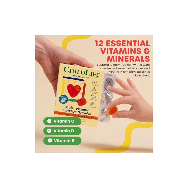 Childlife Multi Vitamin Softchew Gummies Tablets Natural Orange Flavor Gomitas