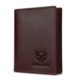 LEBULLBRO Genuine Leather Bifold Wallet RFID Blocking Wallet Large Capacity Purse Credit Card Holder for Men with 15 Card Slots (Coffee)