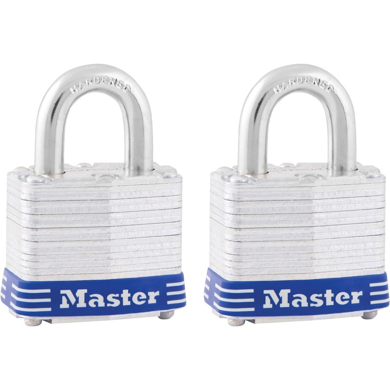 Master Lock 3T 1-9/16-Inch Wide Keyed-Alike Padlock, 9/32-Inch Shackle, 2-Pack