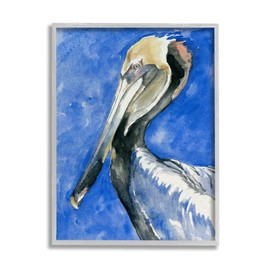 Stupell Industries Vivid Pelican Wildlife Bird Blue Watercolor Detail Framed Wall Art, Design By Jennifer Paxton Parker