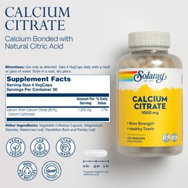 Solaray Calcium Citrate 120 Veggie Capsules Gentle Digestive Bone Health Supp...