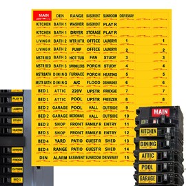 Premium Durable Circuit Breaker Labels, 129 Waterproof Fuse Box Stickers, Easy to Read and Install (Yellow, 1)