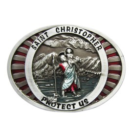 Urban Backwoods Saint Christopher Protect Us I Belt Buckle for Interchangeable Belt Buckle, multicoloured