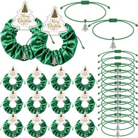 24 Sets Christmas Hair Scrunchies and Braided Bracelets Gifts