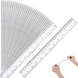 KUANVE 30 Pcs Clear Plastic Ruler Set, 12 Inch/30 cm Transparent Straight Ruler with Centimeters and Inches, Flexible Measuring Tool for Student Classroom School Office