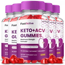 Fast Active Keto ACV Gummies, Max Strength Supplement, FastActive ACV (5 Pack)